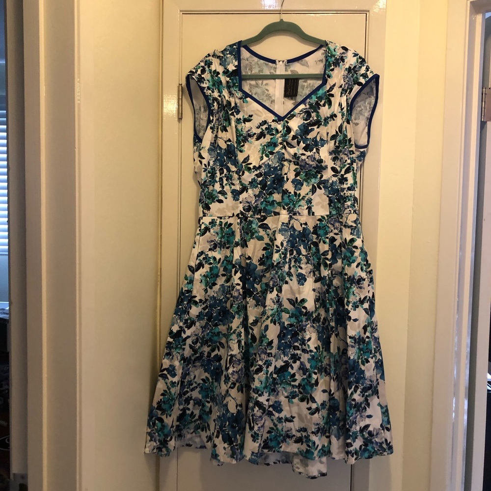 Pinup Couture circle dress in blue floral